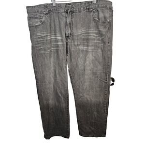 Rocawear Y2K Black Acid Wash Jeans 50x34B Classic Fit Distressed Flap Pocket